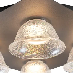 4-Light Iridescent Glass Bell LED Square Semi Flush Mount