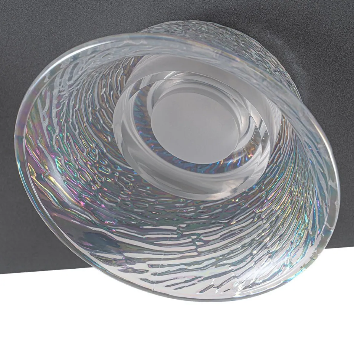 4-Light Iridescent Glass Bell LED Square Semi Flush Mount