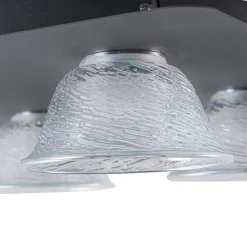 4-Light Iridescent Glass Bell LED Square Semi Flush Mount