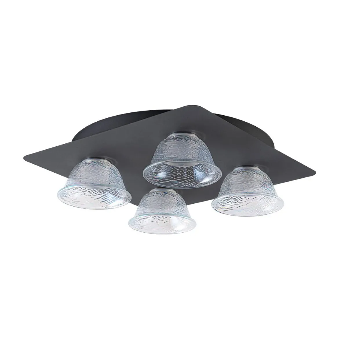 4-Light Iridescent Glass Bell LED Square Semi Flush Mount