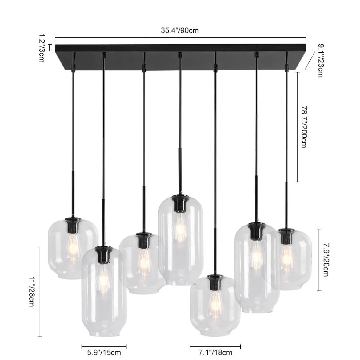 7-light Kitchen Island Cluster Pendant Chandelier