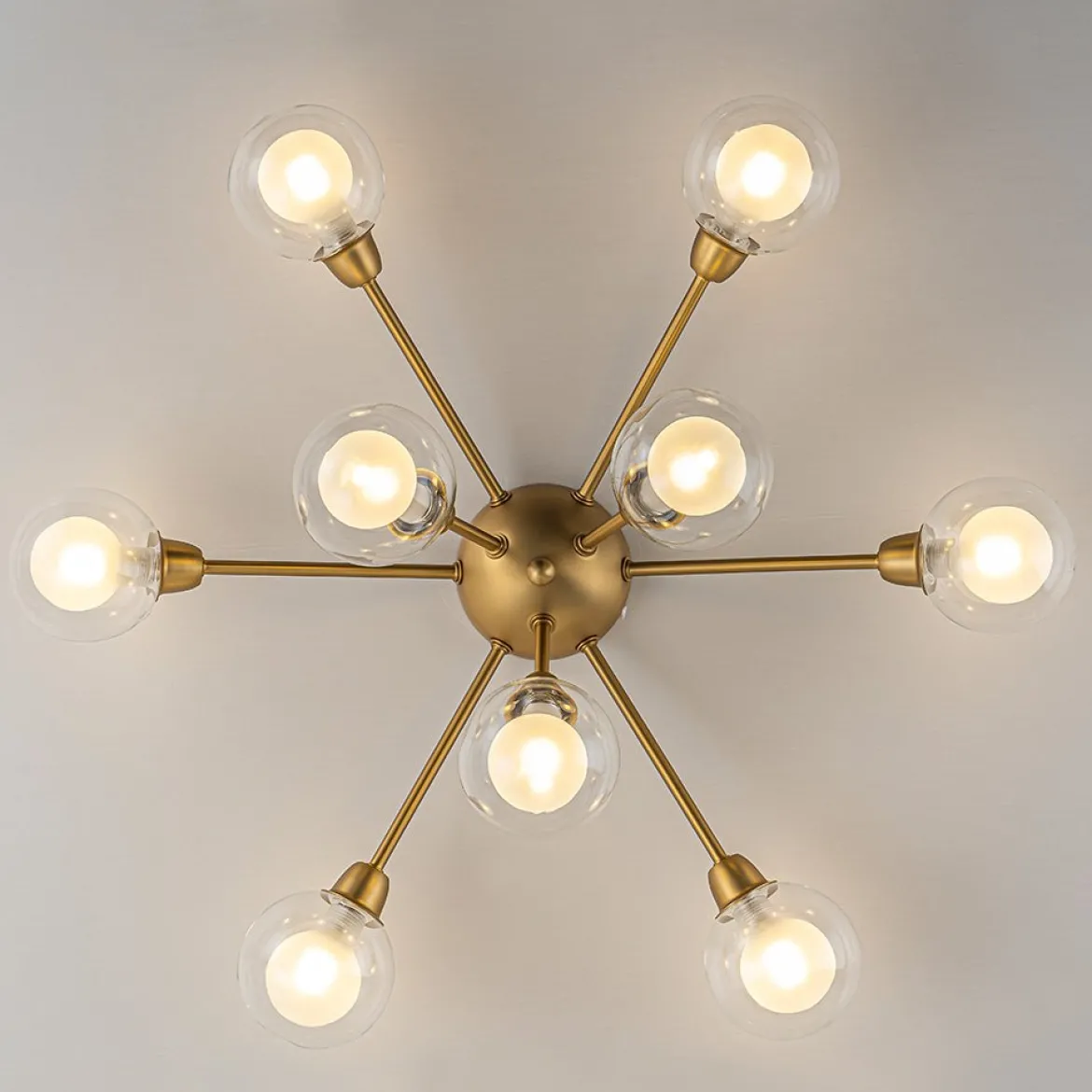 9-Light Layered Glass Bubble Sputnik Semi Flush Chandelier