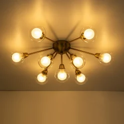 9-Light Layered Glass Bubble Sputnik Semi Flush Chandelier