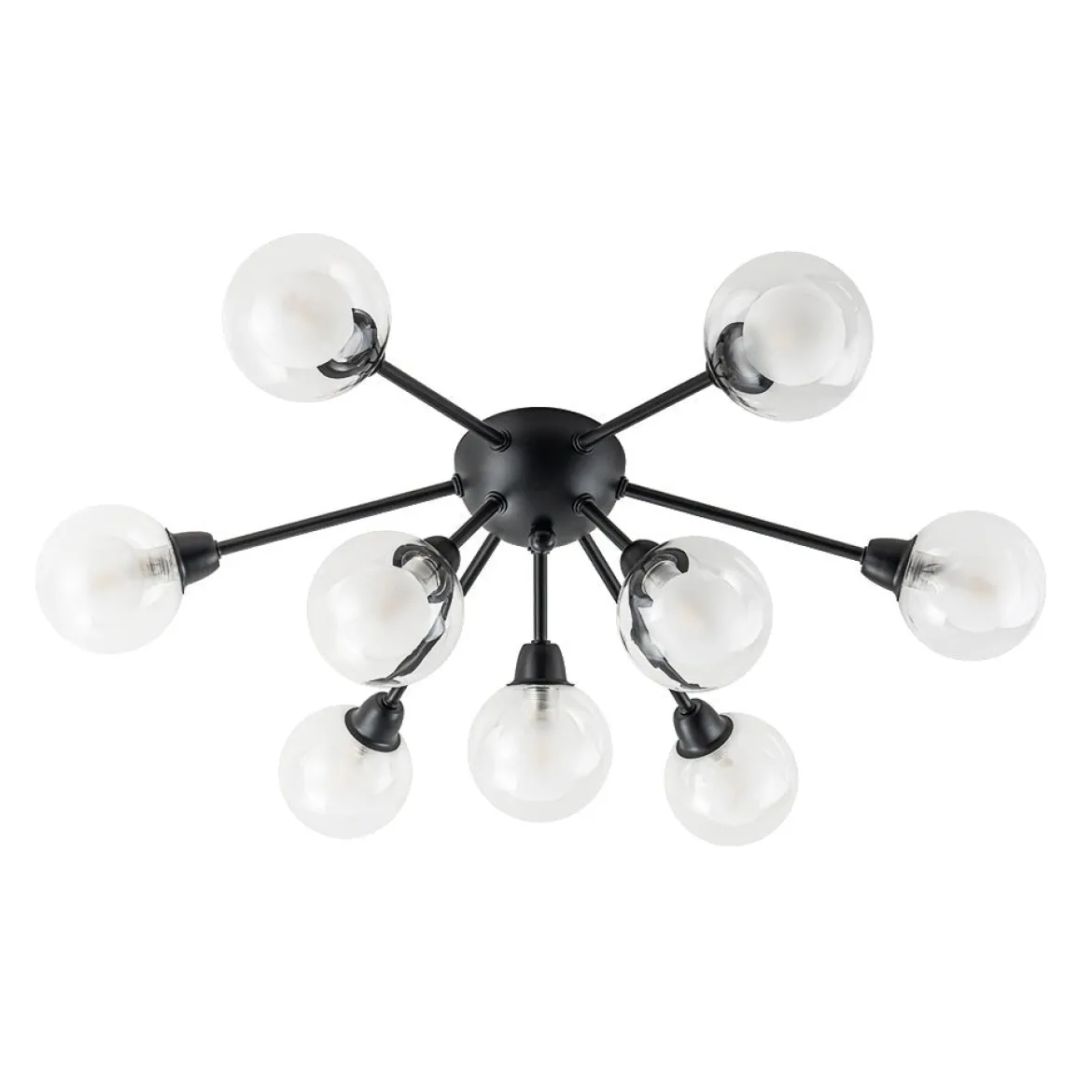 9-Light Layered Glass Bubble Sputnik Semi Flush Chandelier