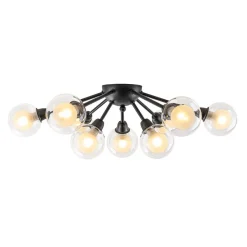9-Light Layered Glass Bubble Sputnik Semi Flush Chandelier