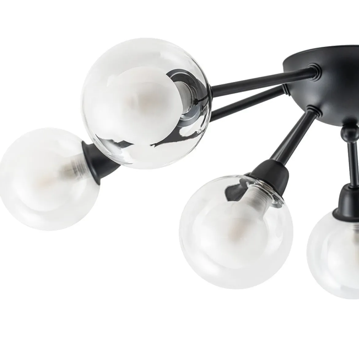 9-Light Layered Glass Bubble Sputnik Semi Flush Chandelier