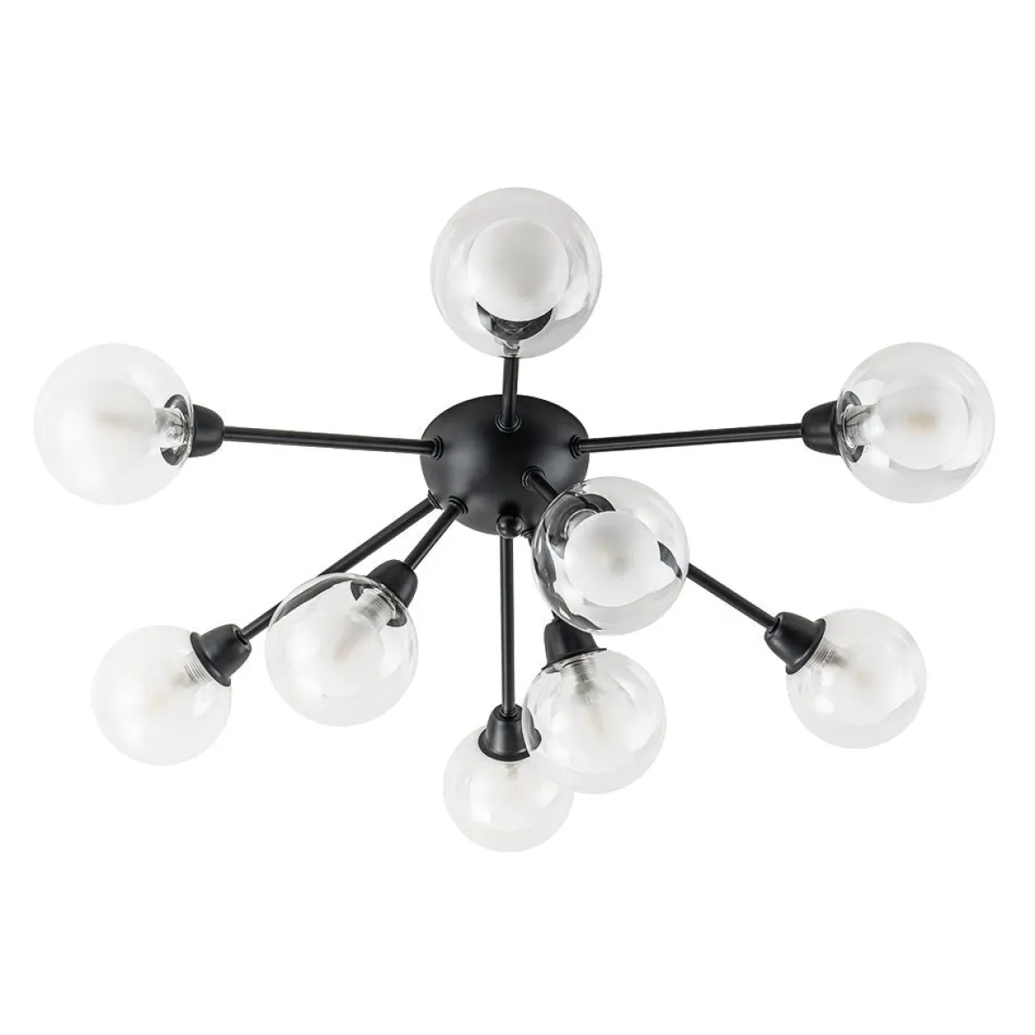 9-Light Layered Glass Bubble Sputnik Semi Flush Chandelier