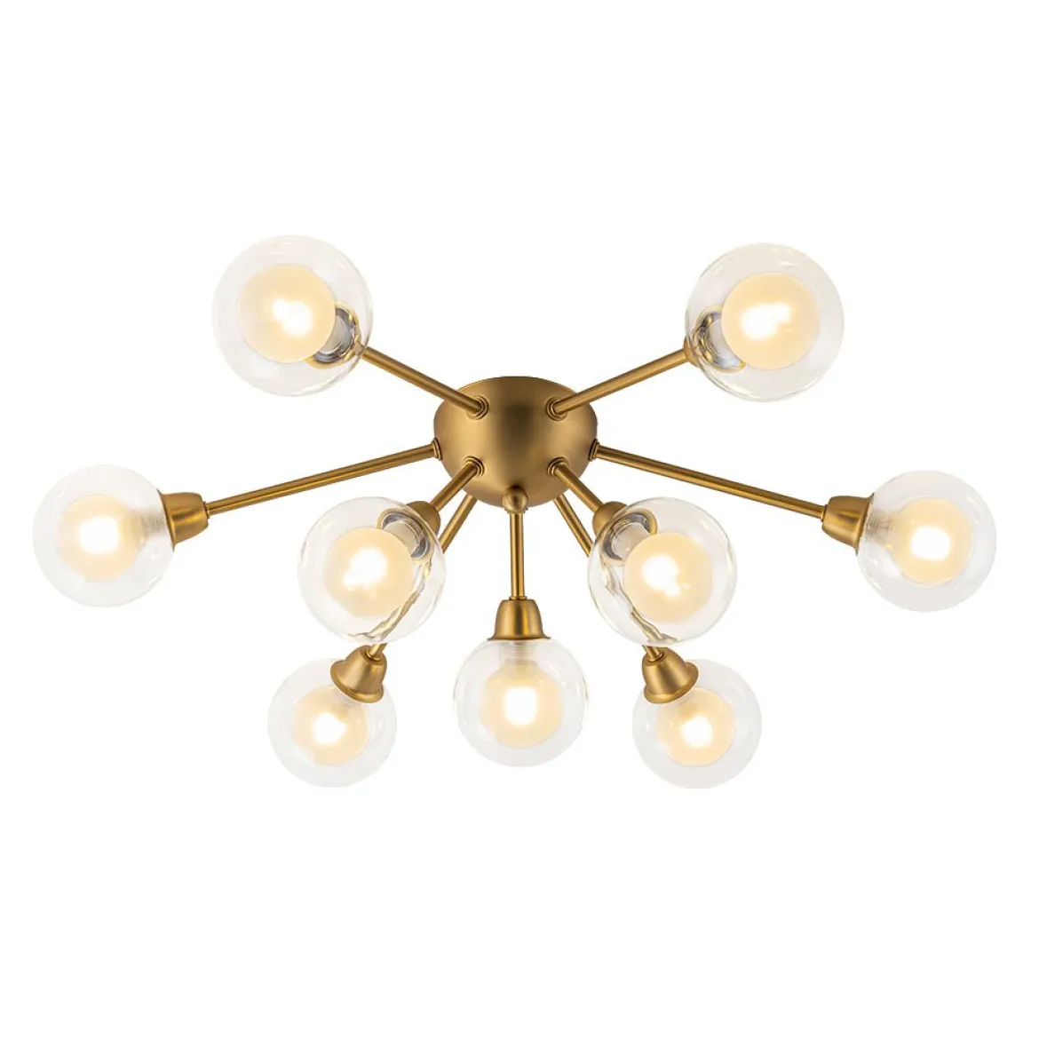 9-Light Layered Glass Bubble Sputnik Semi Flush Chandelier