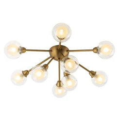 9-Light Layered Glass Bubble Sputnik Semi Flush Chandelier