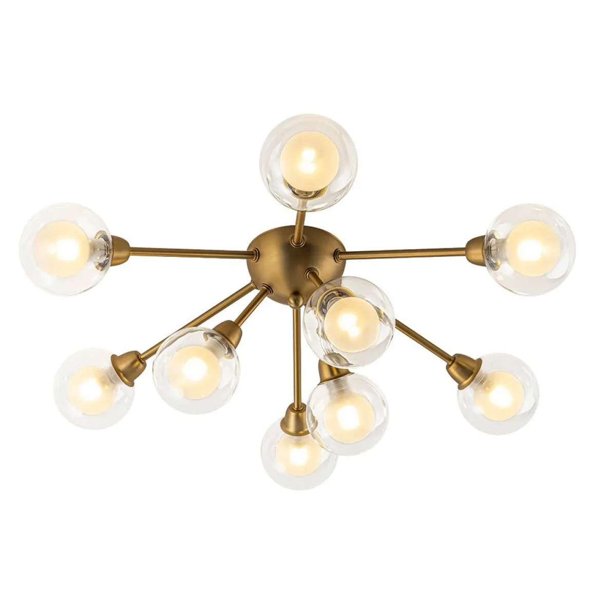 9-Light Layered Glass Bubble Sputnik Semi Flush Chandelier