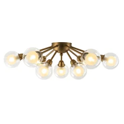 9-Light Layered Glass Bubble Sputnik Semi Flush Chandelier