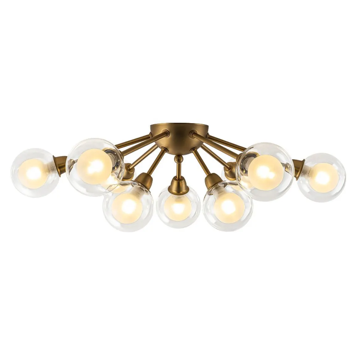 9-Light Layered Glass Bubble Sputnik Semi Flush Chandelier