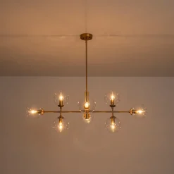 8-Light Linear Sputnik Clear Glass Bubble Chandelier