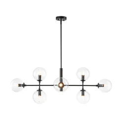 8-Light Linear Sputnik Clear Glass Bubble Chandelier