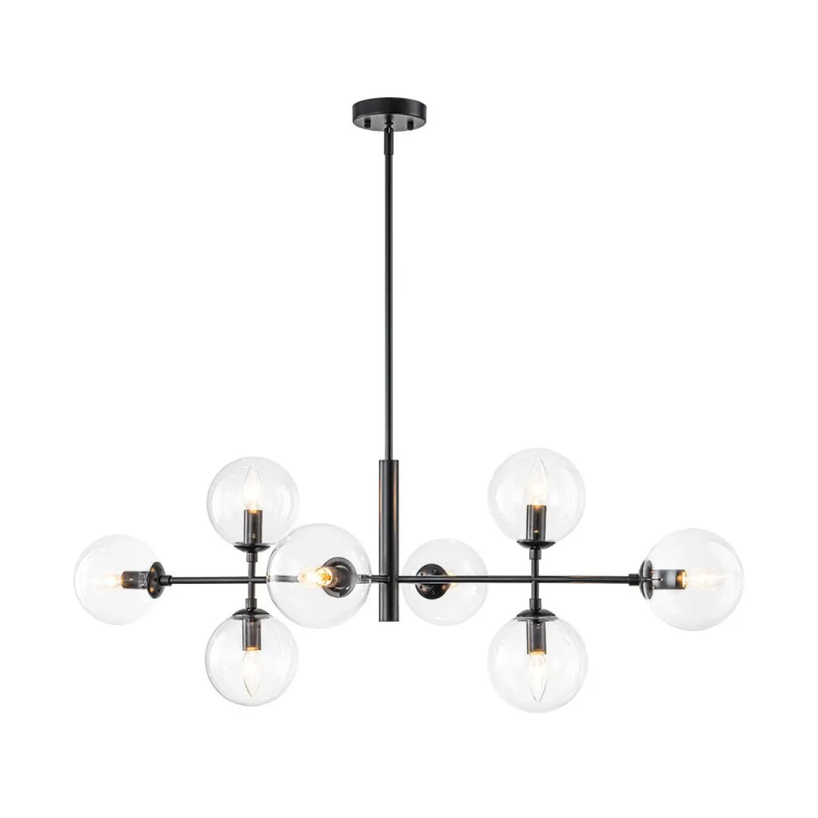 8-Light Linear Sputnik Clear Glass Bubble Chandelier