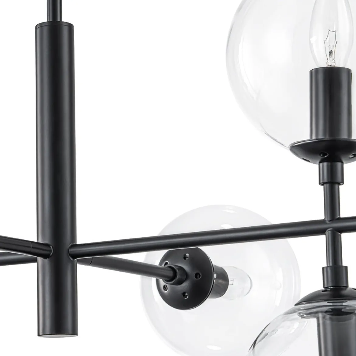 8-Light Linear Sputnik Clear Glass Bubble Chandelier