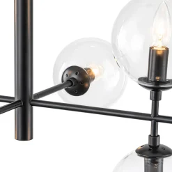 8-Light Linear Sputnik Clear Glass Bubble Chandelier