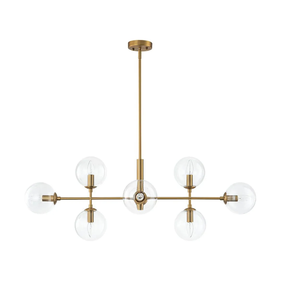 8-Light Linear Sputnik Clear Glass Bubble Chandelier