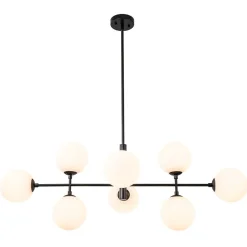8-Light Linear Sputnik Frosted Glass Globe Chandelier