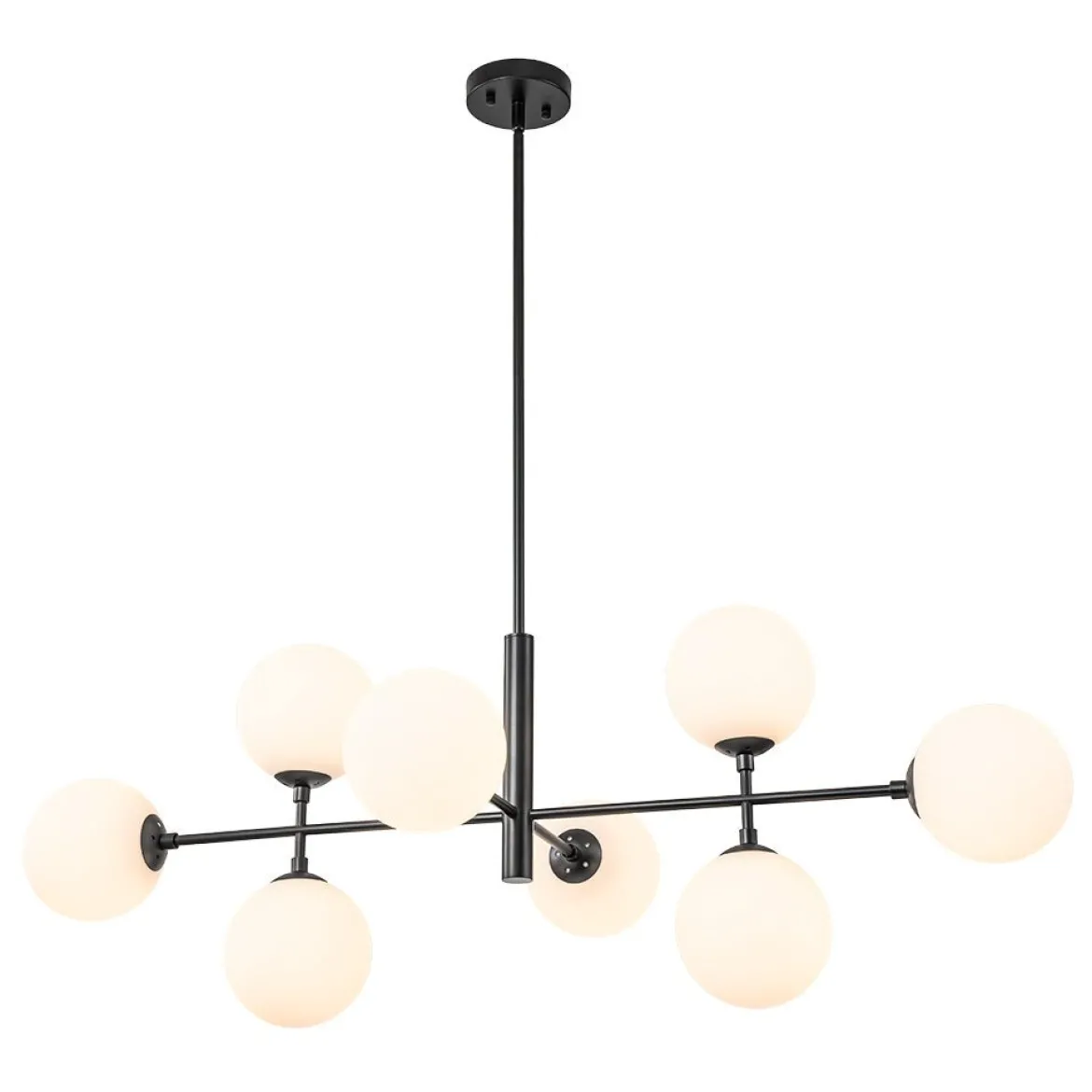 8-Light Linear Sputnik Frosted Glass Globe Chandelier