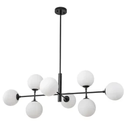 8-Light Linear Sputnik Frosted Glass Globe Chandelier