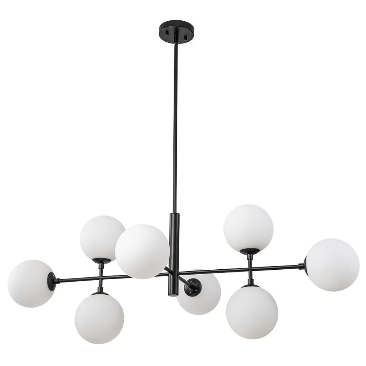 8-Light Linear Sputnik Frosted Glass Globe Chandelier