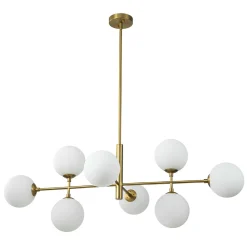 8-Light Linear Sputnik Frosted Glass Globe Chandelier