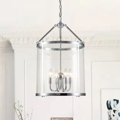 4-Light Manor Glass Wide Cylinder Lantern Pendant Light