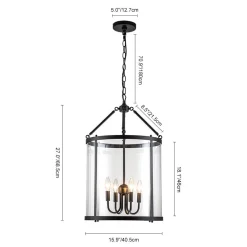 4-Light Manor Glass Wide Cylinder Lantern Pendant Light