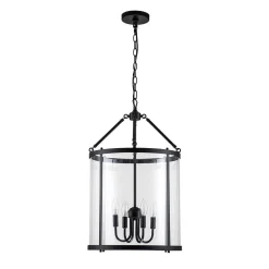 4-Light Manor Glass Wide Cylinder Lantern Pendant Light