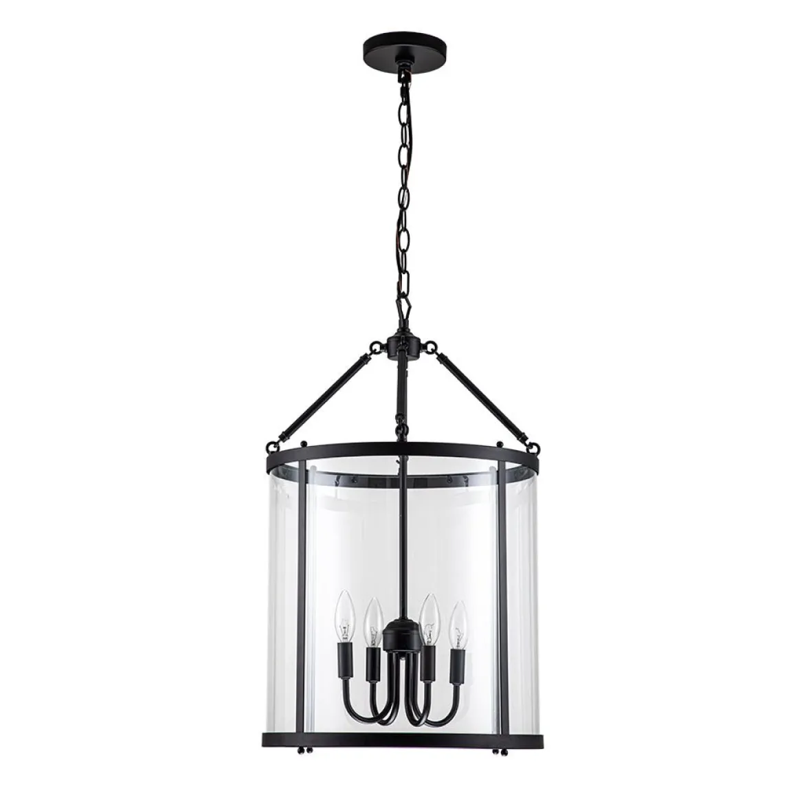 4-Light Manor Glass Wide Cylinder Lantern Pendant Light