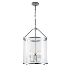 4-Light Manor Glass Wide Cylinder Lantern Pendant Light
