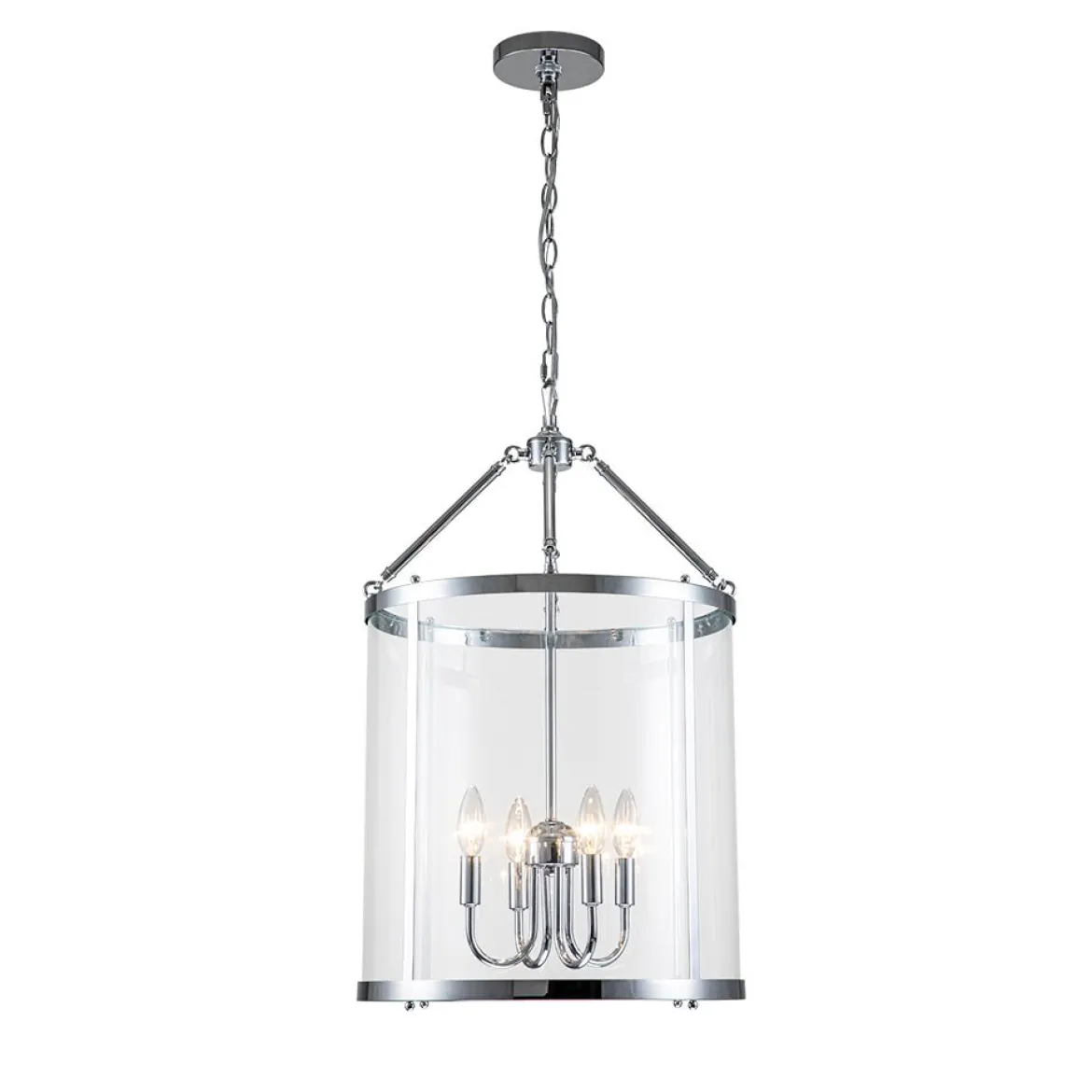 4-Light Manor Glass Wide Cylinder Lantern Pendant Light