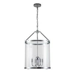 4-Light Manor Glass Wide Cylinder Lantern Pendant Light
