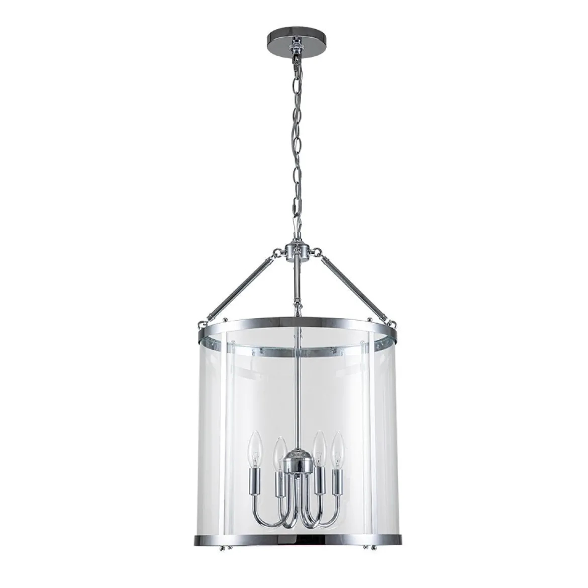 4-Light Manor Glass Wide Cylinder Lantern Pendant Light