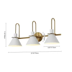 3-Light Metal Conical Shade Bathroom Vanity Wall Sconce