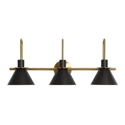 3-Light Metal Conical Shade Bathroom Vanity Wall Sconce