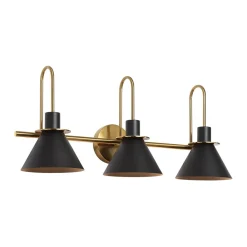 3-Light Metal Conical Shade Bathroom Vanity Wall Sconce