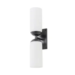 2-Light Milky White Glass Cylinder Vanity Wall Sconce
