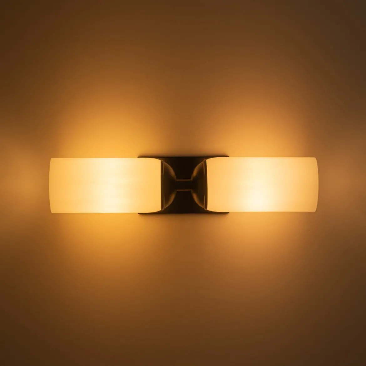 2-Light Milky White Glass Cylinder Vanity Wall Sconce