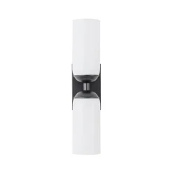 2-Light Milky White Glass Cylinder Vanity Wall Sconce