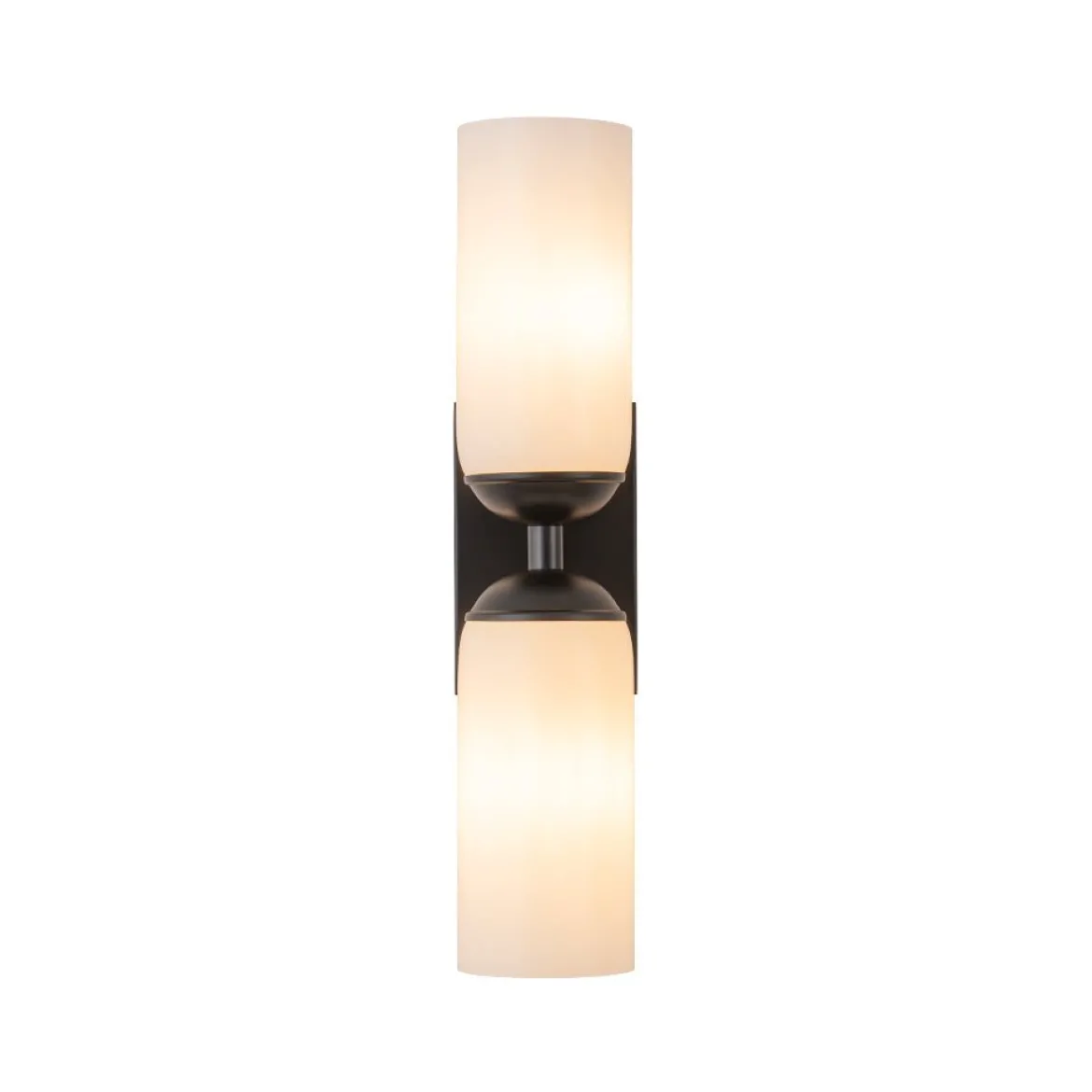 2-Light Milky White Glass Cylinder Vanity Wall Sconce