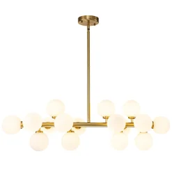 16-Light Milky White Glass Globe Linear Sputnik Chandelier