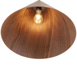 1-Light Modern Farmhouse Wood Grain Cone Kitchen Pendant
