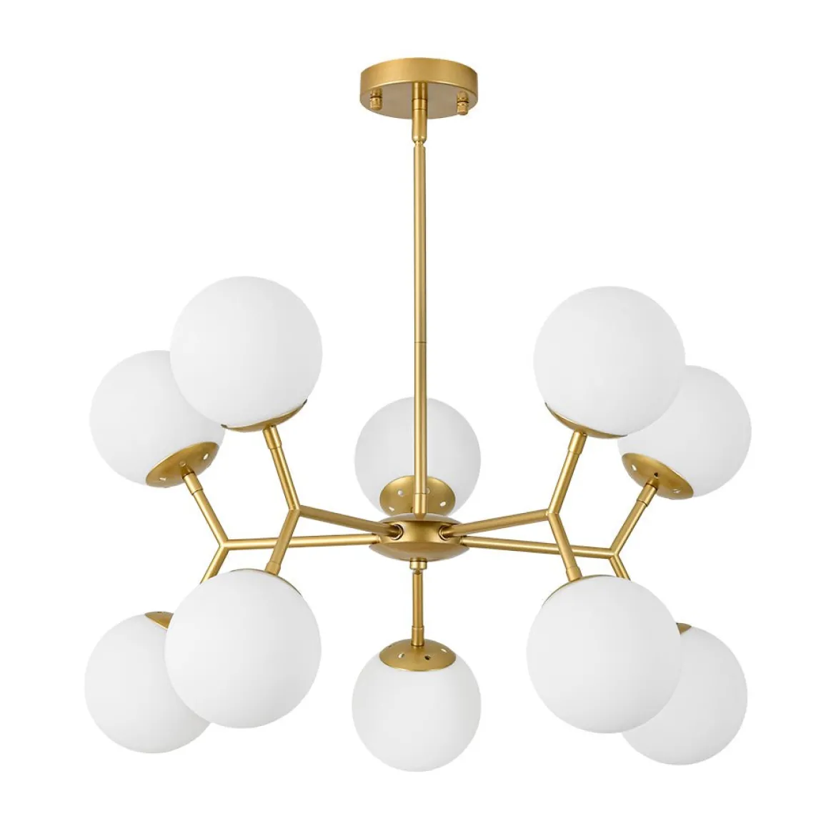 10-Light Opal Glass Globe Bubble Sputnik Branch Chandelier