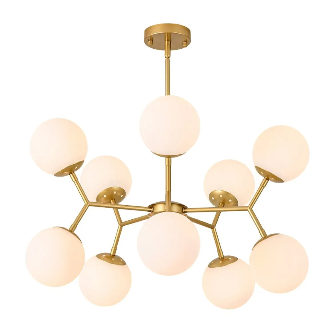 10-Light Opal Glass Globe Bubble Sputnik Branch Chandelier