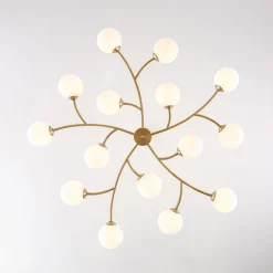 15-Light Opal Glass Globe Bubble Sputnik Branch Chandelier