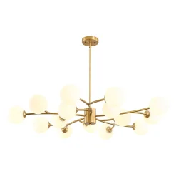 15-Light Opal Glass Globe Bubble Sputnik Branch Chandelier