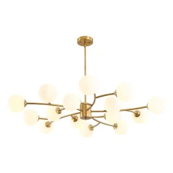 15-Light Opal Glass Globe Bubble Sputnik Branch Chandelier