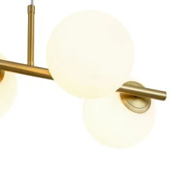6-Light Opal Glass Globe Linear Island Chandelier
